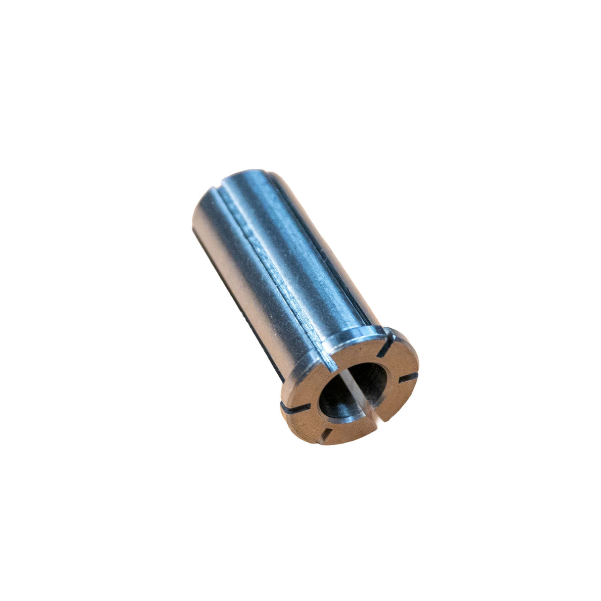 Metal cylindrical component on a white background
