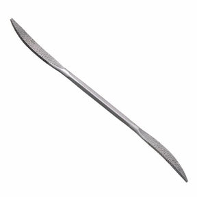 Double-ended metal rasp tool for woodworking, isolated on white background
