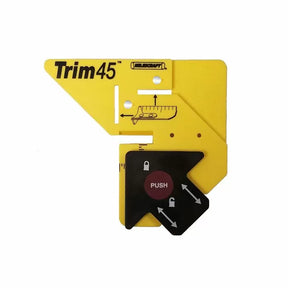 Yellow Trim45 angle measuring tool for woodworking with push lock feature