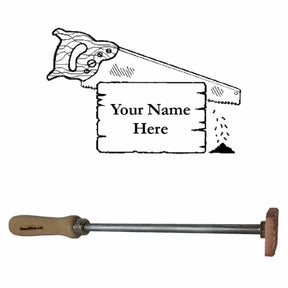 Woodburning branding iron with wooden handle and customizable engraving plate