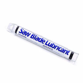 Saw blade lubricant stick in clear plastic tube for woodworking tool maintenance