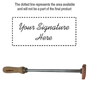 Woodworking marking tool with customizable signature area and wooden handle