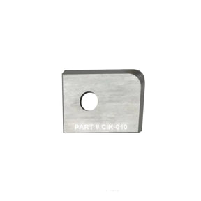 Replacement carbide insert cutter with mounting hole, labeled part CIK-010, for woodworking tools