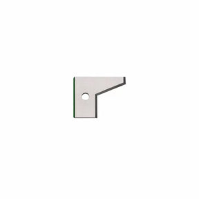 Replacement carbide insert for woodworking router bit, angled cutting edge, isolated view