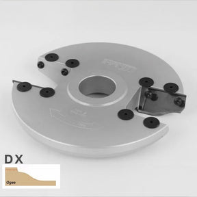 Ogee profile woodworking cutter head with replaceable carbide inserts, DX type