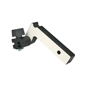 Router table hold down clamp with adjustable metal arm and knob, woodworking tool