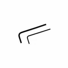 Two black hex keys on a white background, essential woodworking hand tools