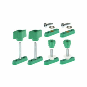 Green woodworking jig knob and hardware kit for router table or saw fence setup