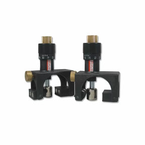 Precision woodworking jig set with measurement dials and metal adjustment knobs