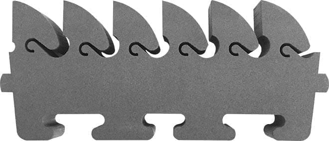 Gray brush bar with serrated edge on a white background