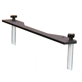Router table fence height extension with black top and adjustable knobs for woodworking.