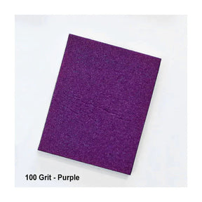 Purple 100 grit sandpaper sheet for woodworking on white background