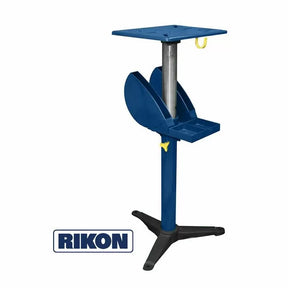 Rikon adjustable blue metal power tool stand with sturdy base and flat mounting platform