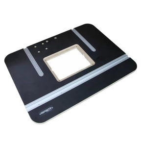 Router table top with insert plate and T-tracks for woodworking