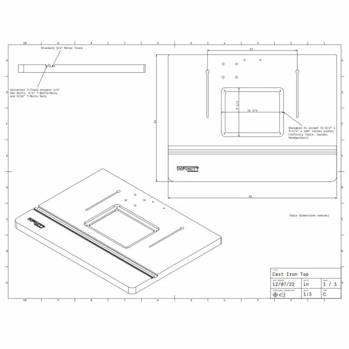Infinity Tools Cast Iron Router Table Top – Infinity Cutting Tools