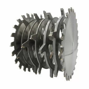 Stacked dado blade set with multiple saw blades for precision woodworking cuts