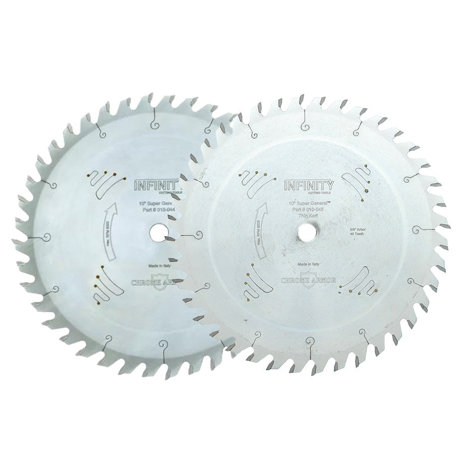 Infinity Tools 10" x 40T Super General Tablesaw Blades, 5/8" Bore