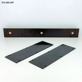 Router table fence faces and support panels set on white background, woodworking tool accessories.