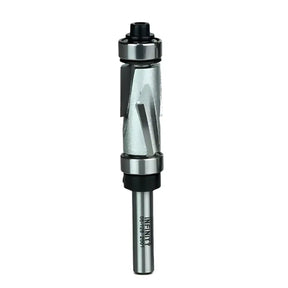 Carbide spiral flush trim router bit with dual ball bearings for woodworking