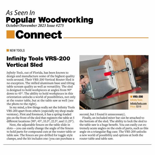 Infinity Tools Professional Vertical Router Sled – Infinity Cutting Tools